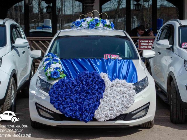 Свадебные украшения на машину в синем цвете — Снежная королева